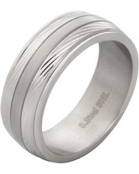 The Jewellery Stockroom - Gent's Stainless Steel Grooved Plain Wedding Band Ring - Lyst