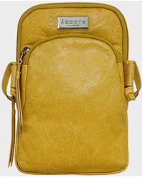 Assots London - 'sarah' Yellow Vintage Natural Grain Leather Mini Crossbody Bag - Lyst