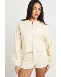 Boohoo - Lace Detail Denim Mini Short - Lyst
