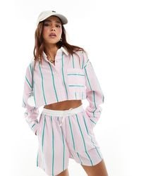 ASOS - Cropped Shirt With Contrast Collar - Lyst