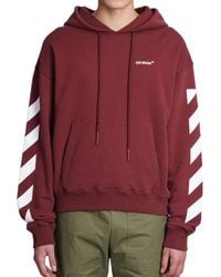 Off-White c/o Virgil Abloh - Diag Helvetica Over Burgundy Hoodie - Lyst