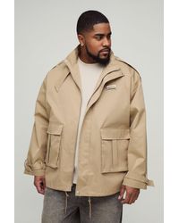 BoohooMAN - Plus Oversized Boxy Cargo Trench Coat - Lyst