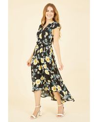 Mela London - Floral Print Dipped Hem Midi Wrap Dress - Lyst