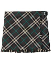 Burberry - Check-Pattern Mini Skirt - Lyst