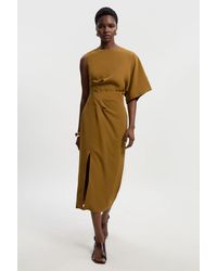 Karen Millen - Soft Tailored Asymmetric Sleeve Midi Dress - Lyst