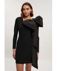 Karen Millen - Figure Form Bandage Taffeta Bow Knit Mini Dress - Lyst