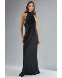 Hiccup - Halter Neck Satin Maxi Dress - Lyst