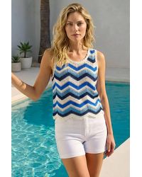 Roman - Zig Zag Stripe Crochet Knit Vest - Lyst
