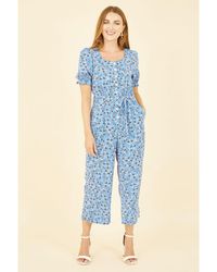 Yumi' - Floral Puff Sleeve Jumpsuit - Lyst