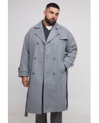 BoohooMAN - Plus Oversized Double Breasted Trench Overcoat - Lyst