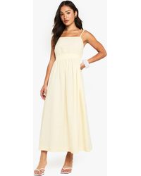 Boohoo - Petite Strappy Poplin Midaxi Dress - Lyst