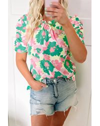 Azura Exchange - Bloemen Puff Sleeve Blouse Top - Lyst