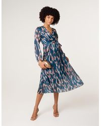 Blue Vanilla - Crossover Metallic Pleated Dress - Lyst