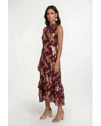 Wallis - Metallic Ruffle Hem Maxi Dress - Lyst