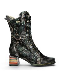 Laura Vita - Goth Victorian Floral Leather High Lace-Up Boots - Lyst