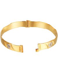 The Jewellery Stockroom - Rolled Two-Tone Diamond Starburst Wave Bangle - Lyst