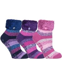 Heat Holders - Fluffy Slipper Bed Socks With Grips - Lyst