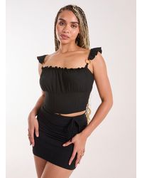 Pink Vanilla - Frill Strap And Trim Crop Top - Lyst