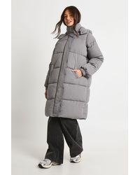 Boohoo - Textured Hooded Maxi Puffer - Lyst