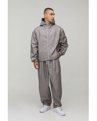 BoohooMAN - Regular Fit Nylon Check Zip Through Funnel Tracksuit - Lyst
