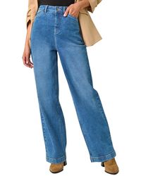 Roman - Cotton Blend Wide Leg Stretch Jeans - Lyst