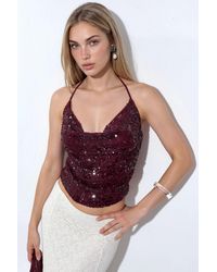 Busem - Sequin Halterneck Crop Blouse - Lyst