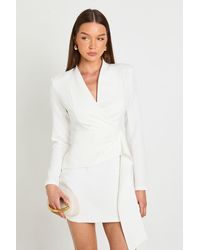 Boohoo - Collarless Drape Detail Blazer Dress - Lyst