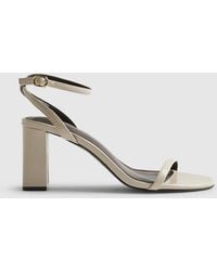River Island - Sandals Cream Wide Fit Block Heeled Open Toe - Lyst