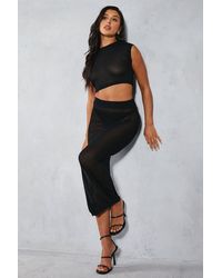 MissPap - Sheer Knit High Neck Top & Maxi Skirt Co-Ord - Lyst