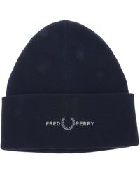 Fred Perry - Geribde Muts Met Grafische Print Voor (marine) - Lyst