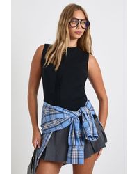 Boohoo - Crew Neck Knitted Concealed Panel Waistcoat - Lyst