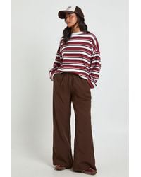 Boohoo - Petite Woven Elasticated Waist Straight Leg Trousers - Lyst