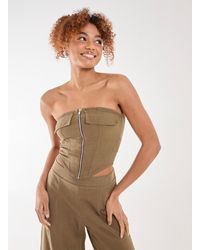 Pink Vanilla - Linen Cargo Corset Top - Lyst