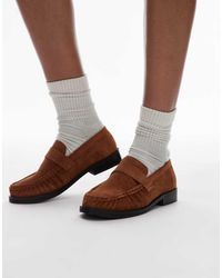 TOPSHOP - Carey Suede Loafers With Ruched Detail - Lyst