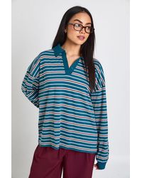 Boohoo - Striped Heavy Cotton Collared Rugby Top - Lyst
