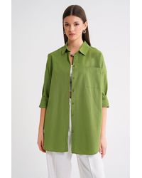 MixRay - Oversized Langarm Knoopshirt Van Poplin - Lyst