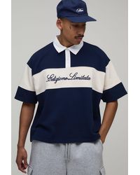 BoohooMAN - Oversized Boxy Colour Block Rugby Polo - Lyst