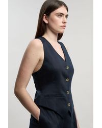 Karen Millen - Tailored Linen Corset Back Detail Waistcoat - Lyst