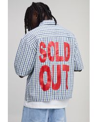 BoohooMAN - Oversized Boxy Half Sleeve Stylist Microcheck Print Shirt - Lyst
