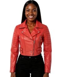 Infinity Leather - Cropped Brando Biker Jacket-Bellville Lamb Leather - Lyst
