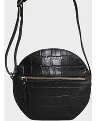 Assots London - 'jane' Black Croc Leather Round Designer Crossbody Bag - Lyst