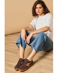 Oasis - Boomer Faux Suede Platform Contrast Stripes Lace Up Trainers - Lyst