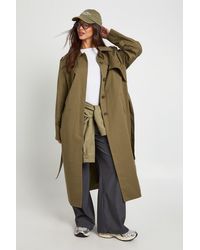 Boohoo - Oversized Belted Trench Coat - Lyst