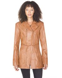 Infinity Leather - Long Biker Jacket-Muscat - Lyst