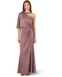 Adrianna Papell - Crepe Back Satin Long Dress - Lyst