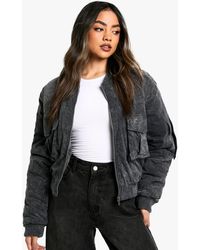 Boohoo - Utility Pocket Cropped Bomber Jacket - Lyst