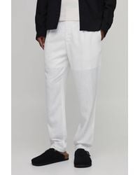 BoohooMAN - Slim Fit Half & Waist Linen Blend Trouser - Lyst