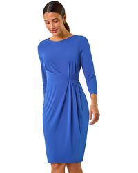 Roman - Stretch Side Ruched Midi Dress - Lyst