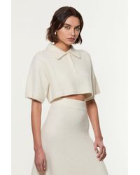 Karen Millen - Alpaca Wool Fluffy Knit Polo Top - Lyst