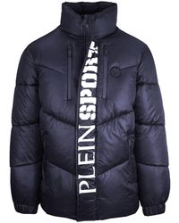 Philipp Plein - Bold Vertical Logo Shiny Padded Jacket - Lyst